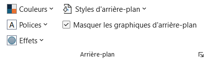 Capture d'écran du ruban qui affiche le groupe d'outils "arrière-plan".