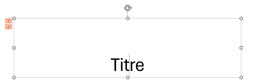 Capture d'écran d'un titre d'une slide qui comprend deux animations.