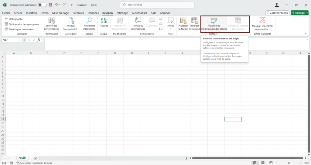Capture d'écran qui surligne la possibilité d'autoriser la modification d'un document excel grace à un partage sur onderive.